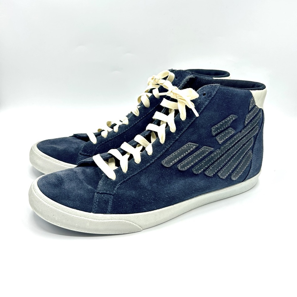Emporio Armani Blue Suede High-Top Sneakers, Men’s size 9.5, Good Condition
